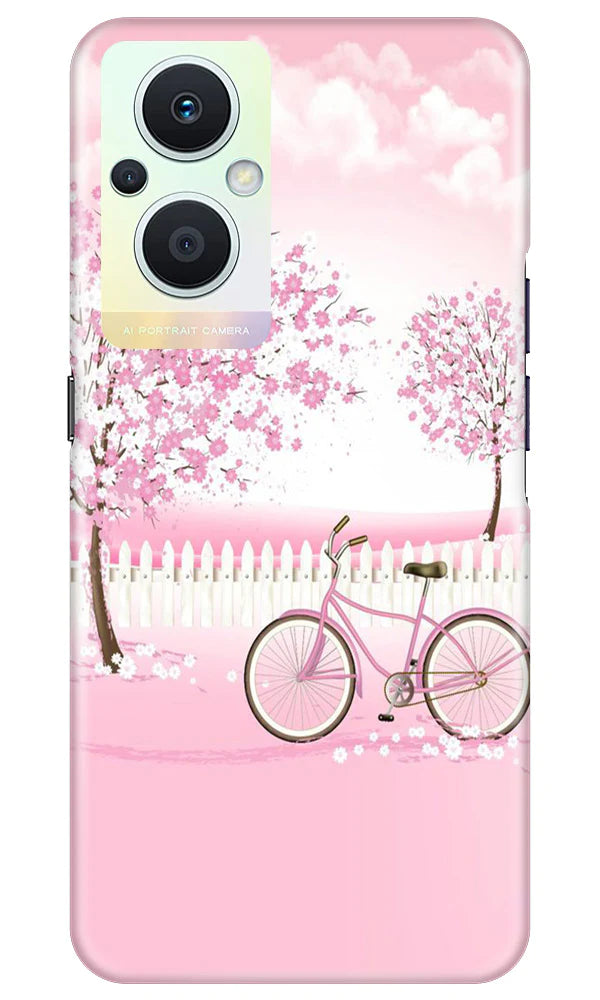 Pink Flowers Cycle Case for Oppo F21 Pro 5G  (Design - 102)