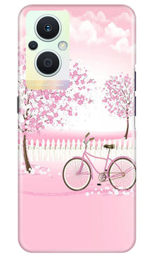 Pink Flowers Cycle Mobile Back Case for Oppo F21 Pro 5G  (Design - 102)