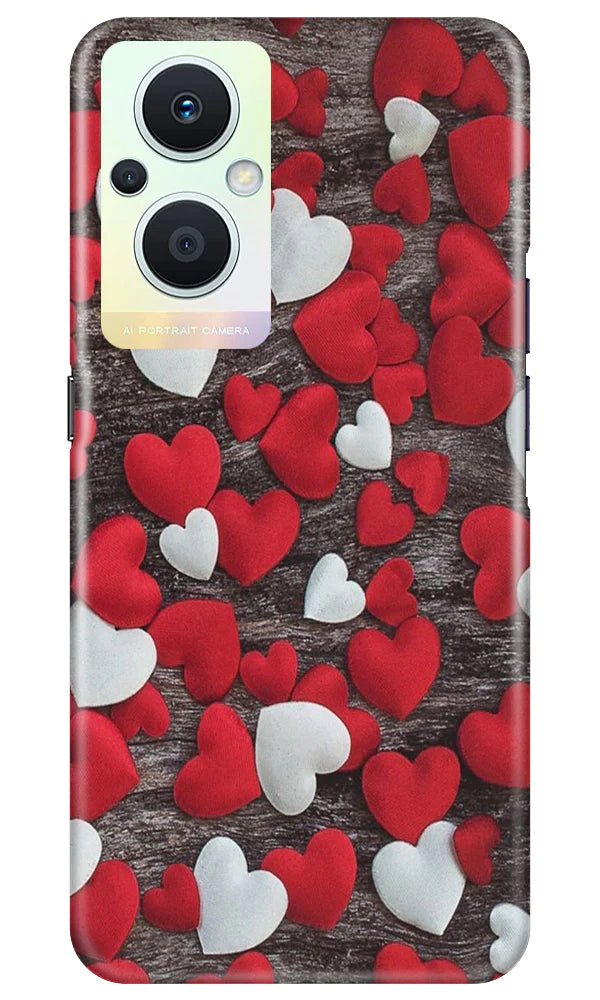 Red White Hearts Case for Oppo F21 Pro 5G  (Design - 105)