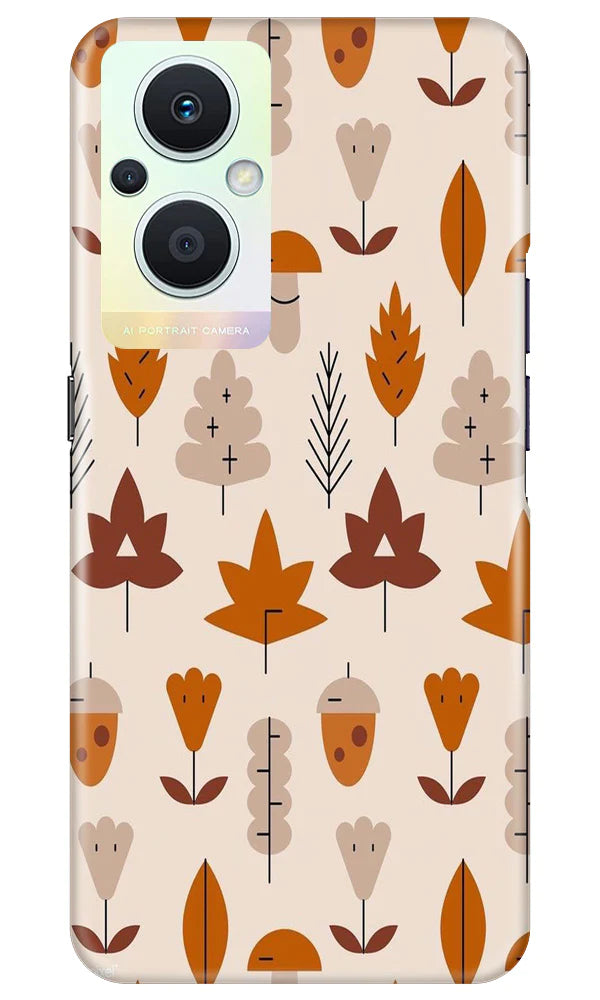 Leaf Pattern Art Case for Oppo F21 Pro 5G  (Design - 132)