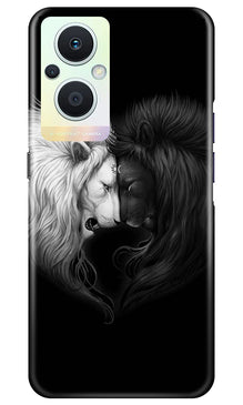 Dark White Lion Mobile Back Case for Oppo F21 Pro 5G  (Design - 140)