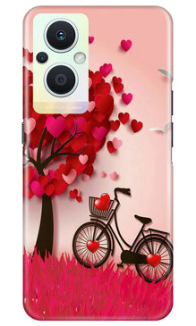 Red Heart Cycle Mobile Back Case for Oppo F21 Pro 5G (Design - 191)