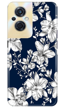 White flowers Blue Background Mobile Back Case for Oppo F21s Pro 5G (Design - 14)