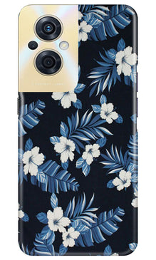White flowers Blue Background2 Mobile Back Case for Oppo F21s Pro 5G (Design - 15)