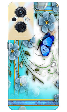Blue Butterfly Mobile Back Case for Oppo F21s Pro 5G (Design - 21)