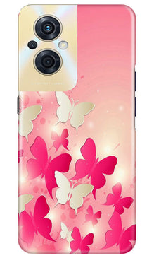 White Pick Butterflies Mobile Back Case for Oppo F21s Pro 5G (Design - 28)
