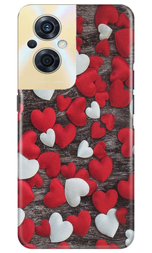 Red White Hearts Mobile Back Case for Oppo F21s Pro 5G  (Design - 105)