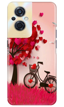 Red Heart Cycle Mobile Back Case for Oppo F21s Pro 5G (Design - 191)