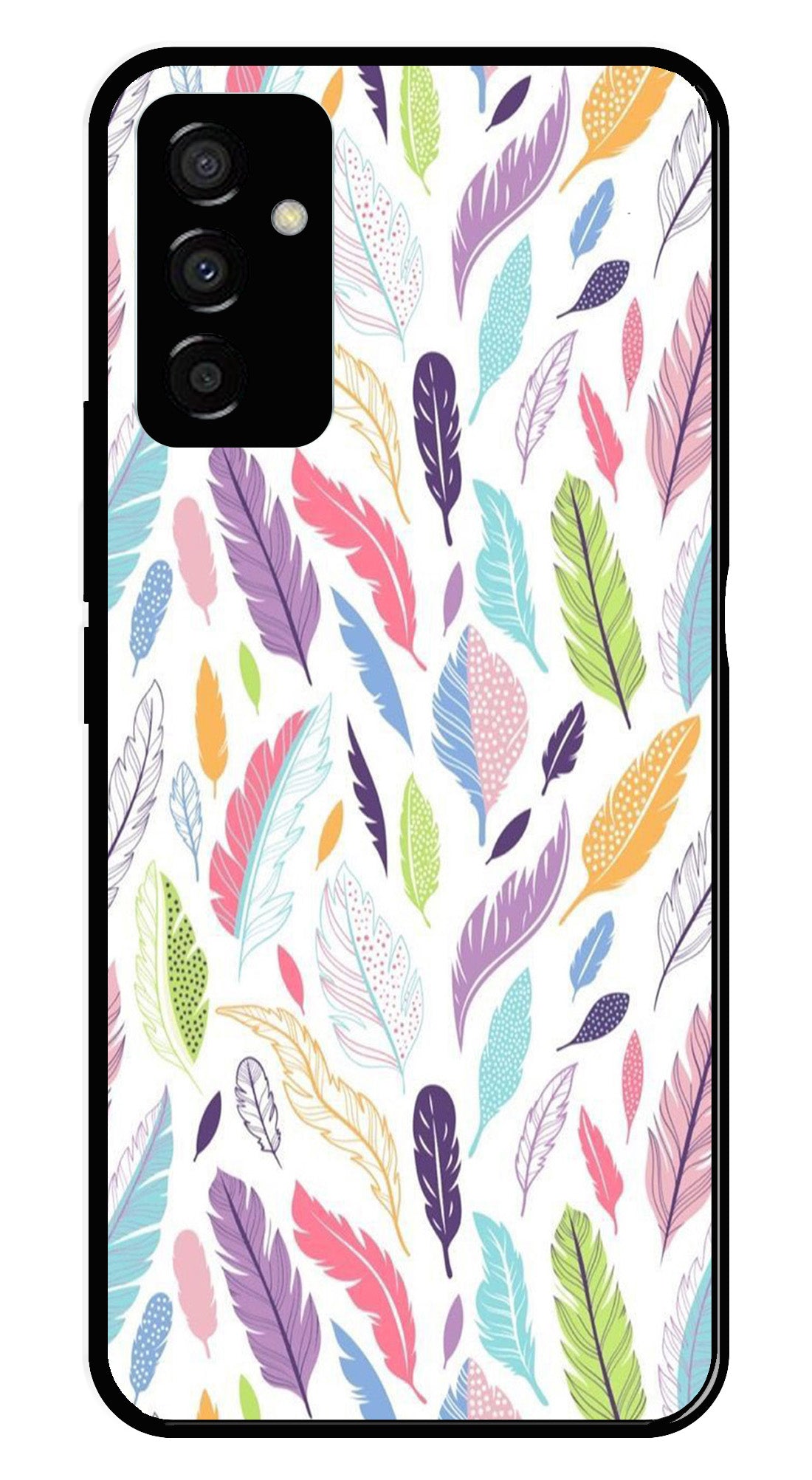 Colorful Feathers Metal Mobile Case for Samsung Galaxy F23   (Design No -06)