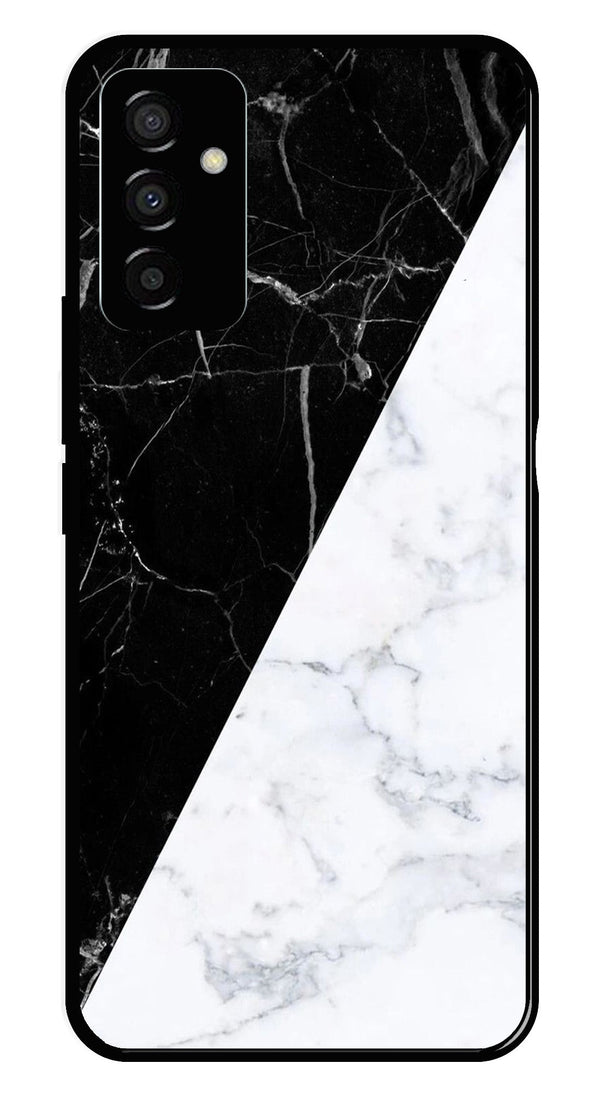 Black White Marble Design Metal Mobile Case for Samsung Galaxy F23   (Design No -09)