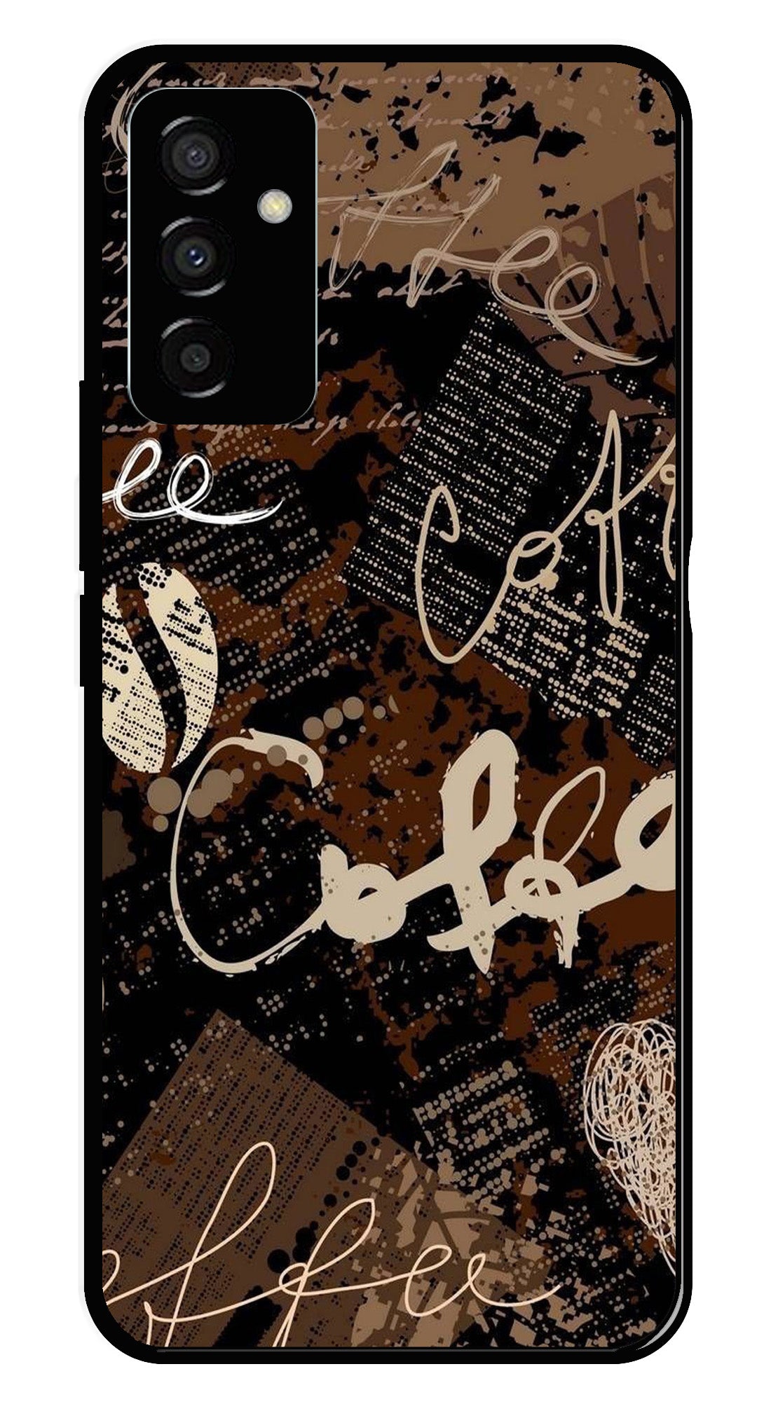 Coffee Pattern Metal Mobile Case for Samsung Galaxy F23   (Design No -37)