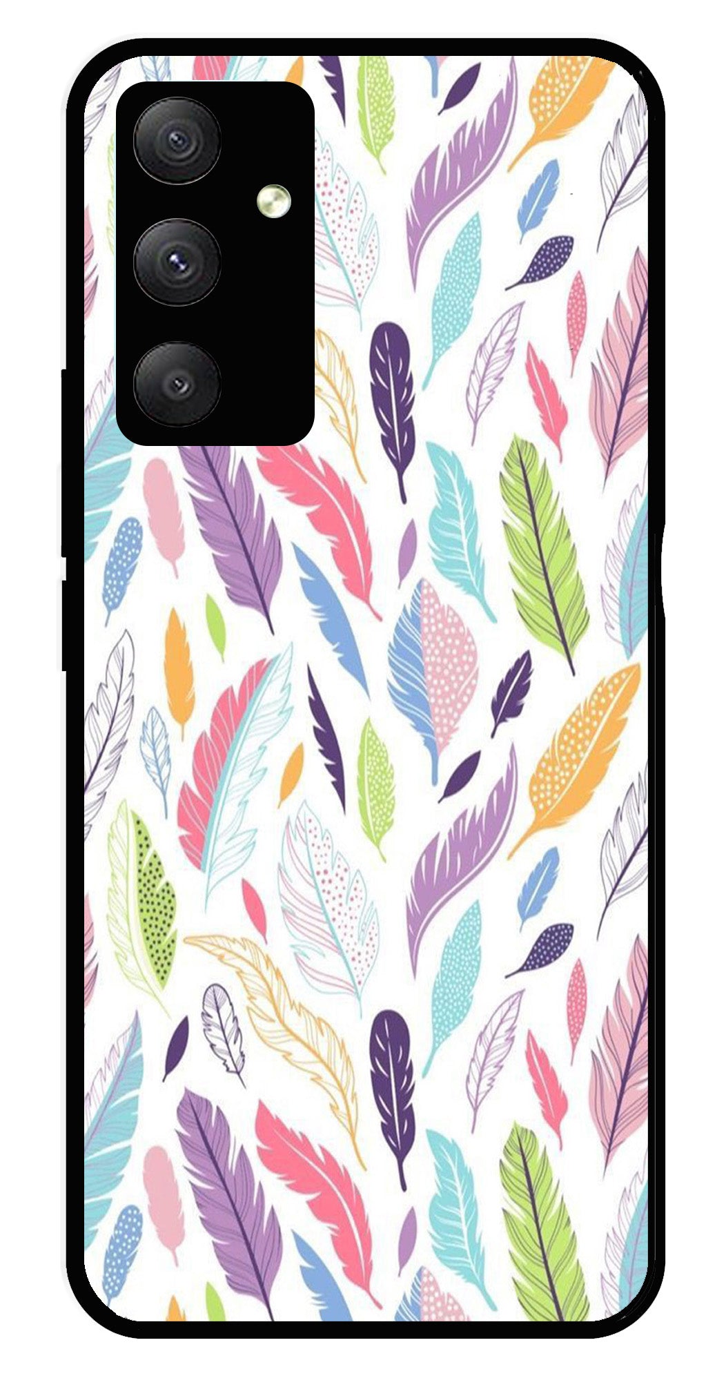 Colorful Feathers Metal Mobile Case for Samsung Galaxy F34 5G   (Design No -06)