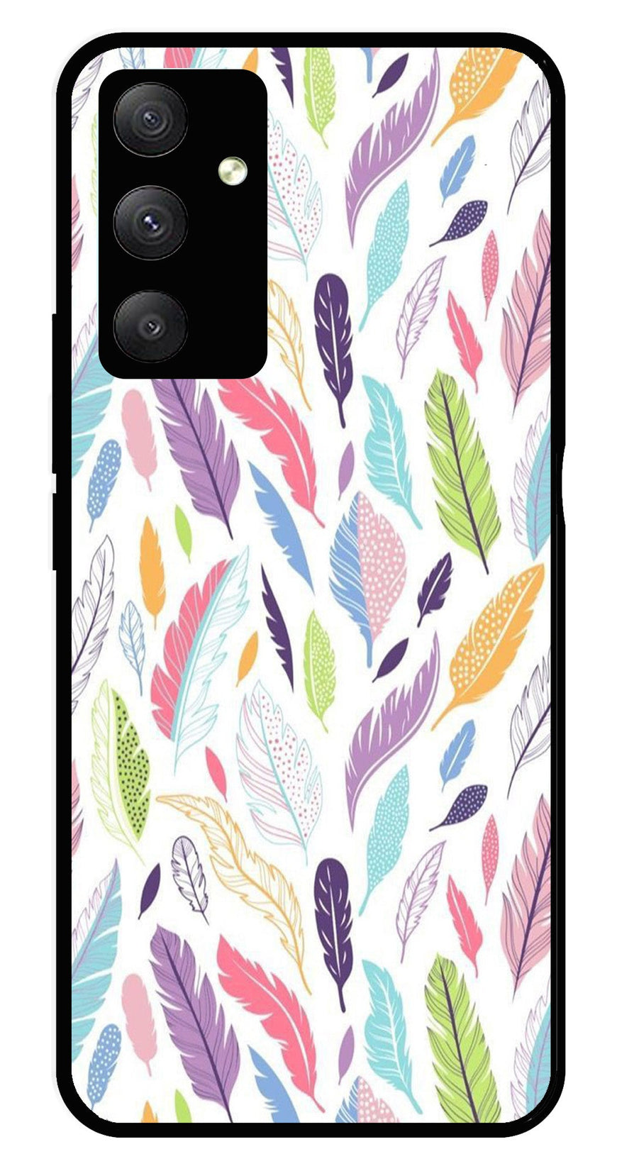 Colorful Feathers Metal Mobile Case for Samsung Galaxy F34 5G   (Design No -06)