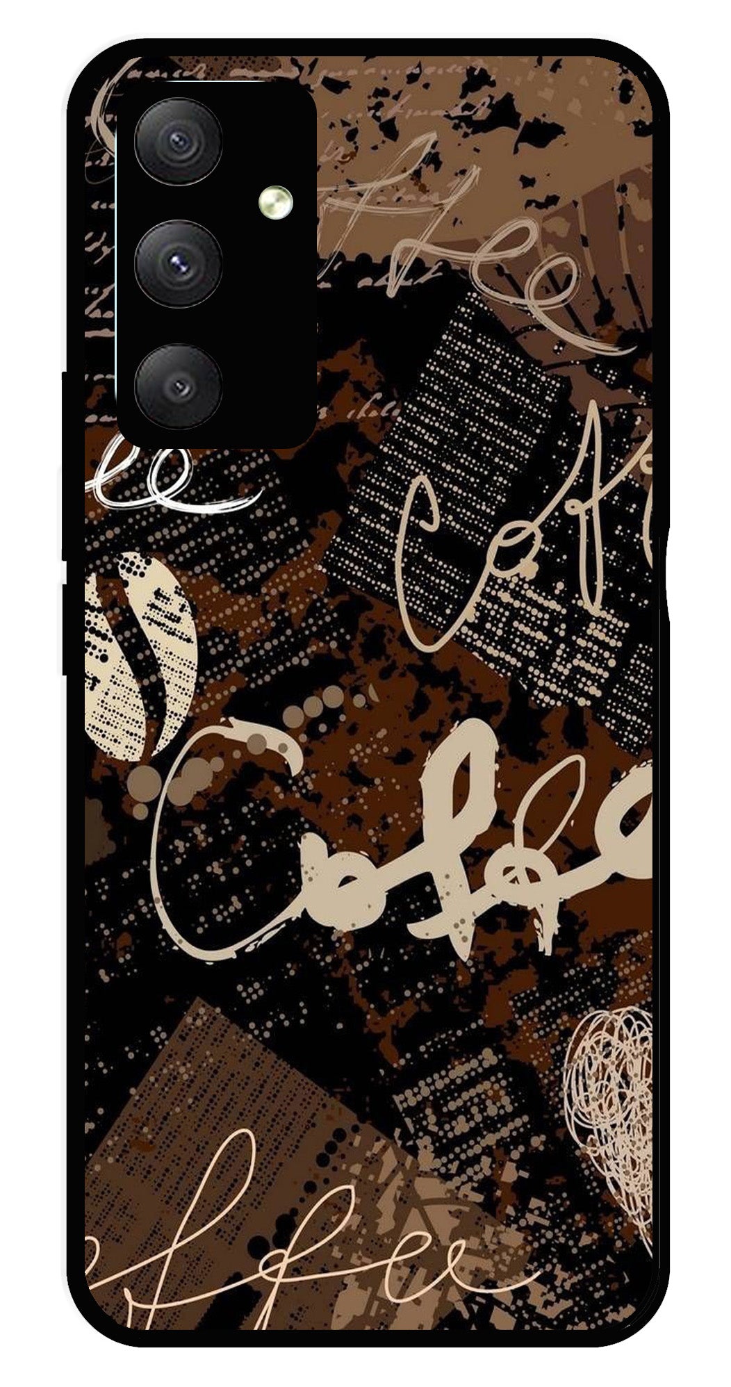 Coffee Pattern Metal Mobile Case for Samsung Galaxy F34 5G   (Design No -37)
