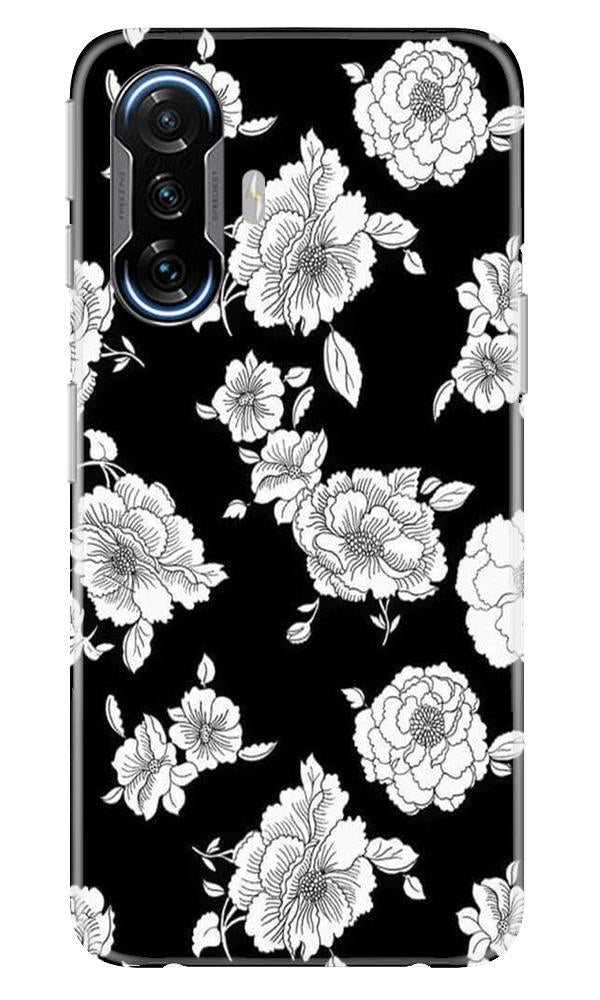 White flowers Black Background Case for Poco F3 GT 5G