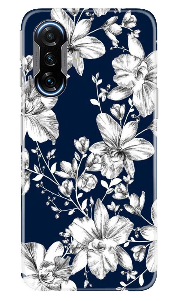 White flowers Blue Background Case for Poco F3 GT 5G