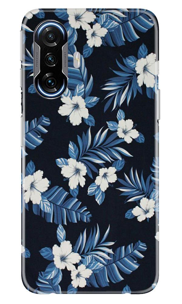 White flowers Blue Background2 Case for Poco F3 GT 5G