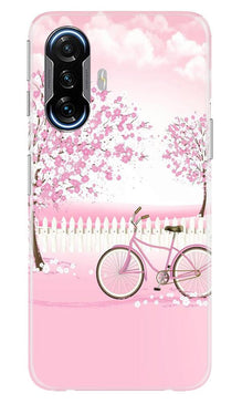 Pink Flowers Cycle Mobile Back Case for Poco F3 GT 5G  (Design - 102)