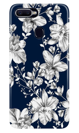 White flowers Blue Background Case for Oppo F9