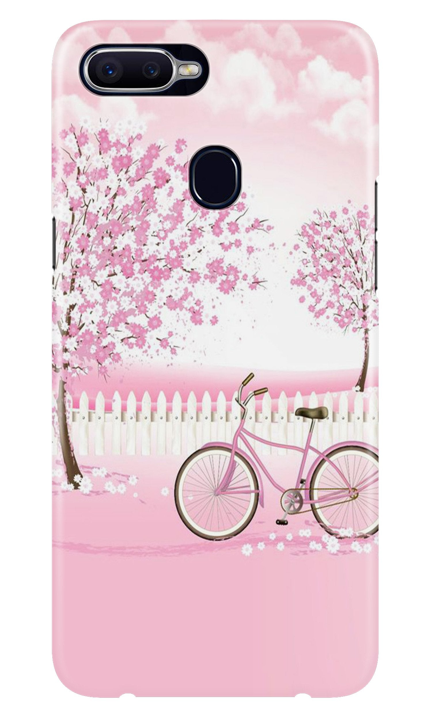 Pink Flowers Cycle Case for Oppo F9(Design - 102)