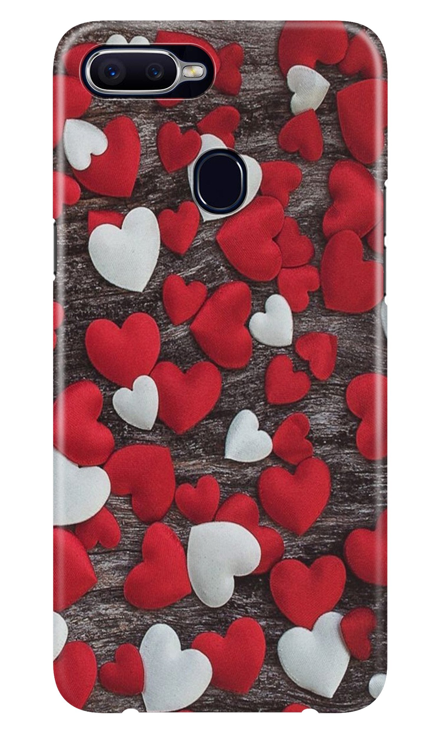 Red White Hearts Case for Oppo A7(Design - 105)