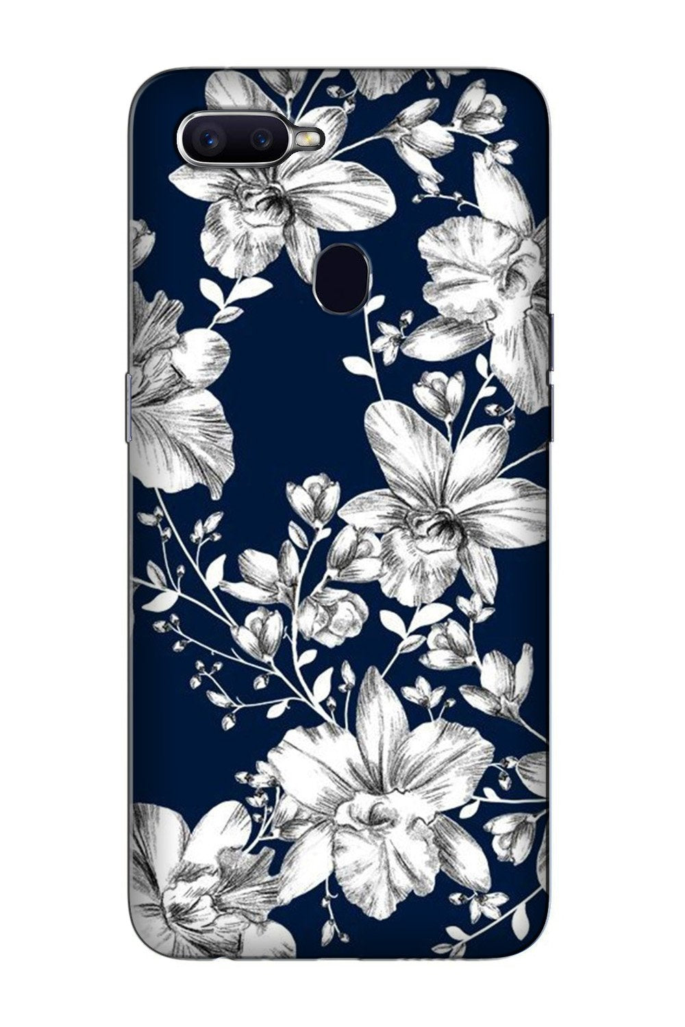 White flowers Blue Background Case for Oppo A5