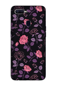 Rose Black Background Mobile Back Case for Oppo A12 (Design - 27)