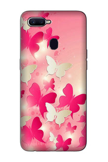 White Pick Butterflies Mobile Back Case for Oppo A12 (Design - 28)