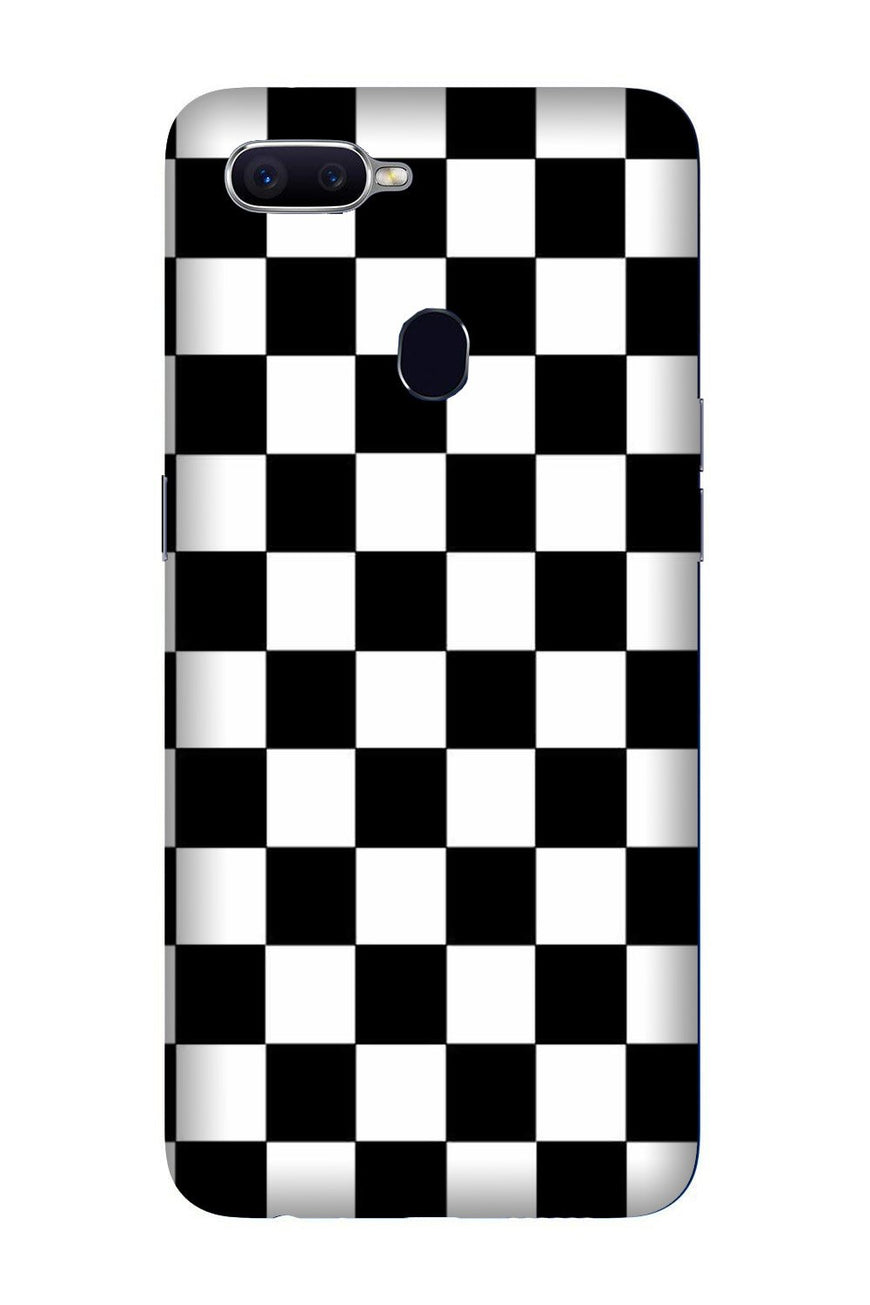 Black White Boxes Mobile Back Case for Oppo A12 (Design - 372)