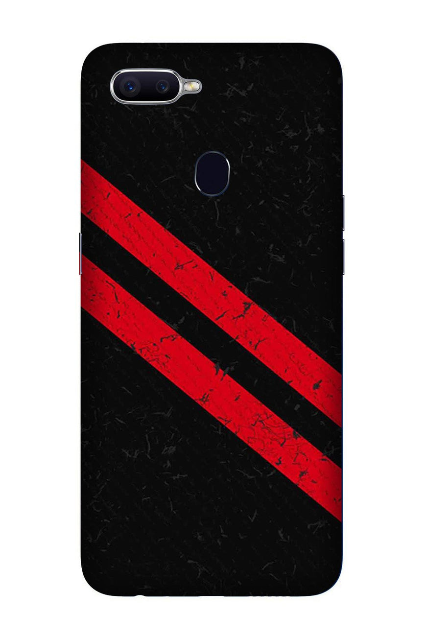 Black Red Pattern Mobile Back Case for Oppo A12 (Design - 373)