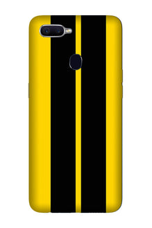 Black Yellow Pattern Mobile Back Case for Oppo F9  (Design - 377)
