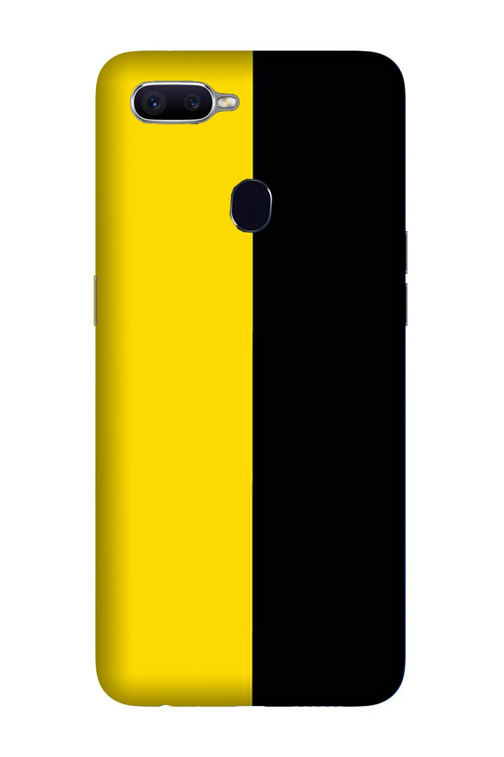 Black Yellow Pattern Mobile Back Case for Oppo A7  (Design - 397)