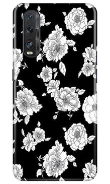 White flowers Black Background Mobile Back Case for Oppo Find X2 (Design - 9)