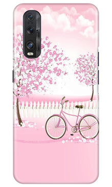 Pink Flowers Cycle Mobile Back Case for Oppo Find X2  (Design - 102)