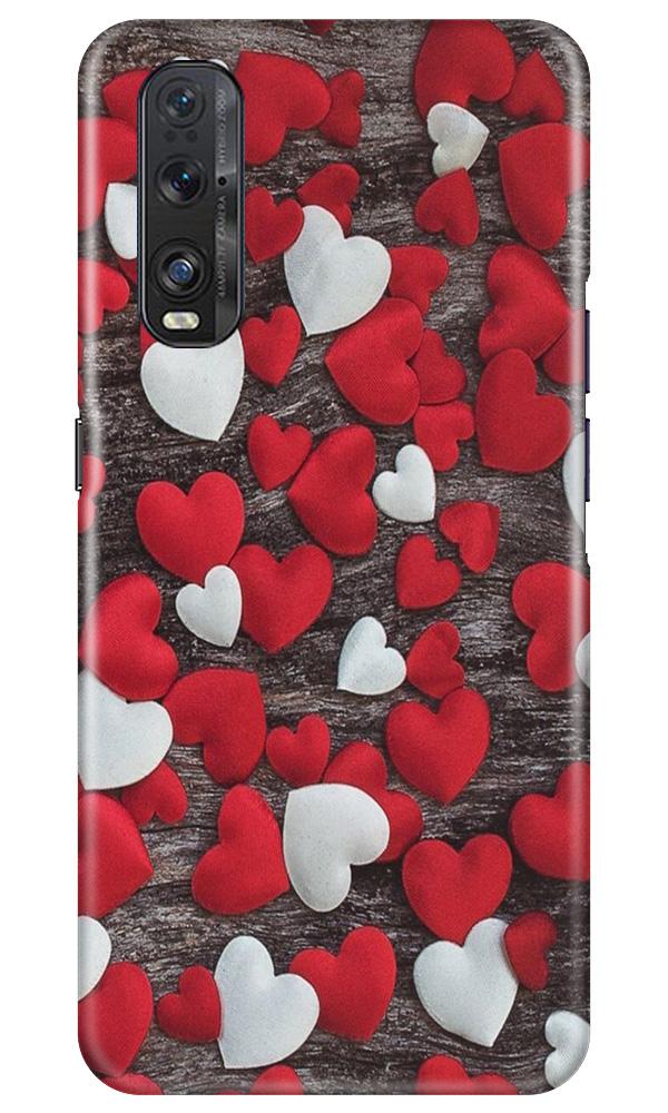 Red White Hearts Case for Oppo Find X2(Design - 105)