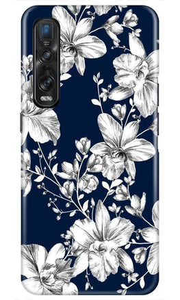 White flowers Blue Background Case for Oppo Find X2 Pro