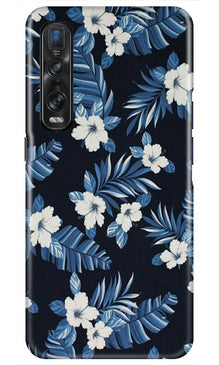 White flowers Blue Background2 Mobile Back Case for Oppo Find X2 Pro (Design - 15)