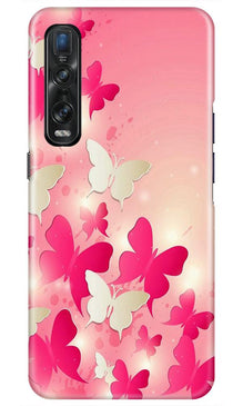 White Pick Butterflies Mobile Back Case for Oppo Find X2 Pro (Design - 28)