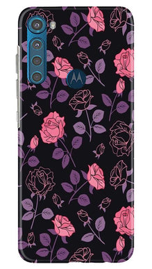 Rose Black Background Mobile Back Case for Moto One Fusion Plus (Design - 27)