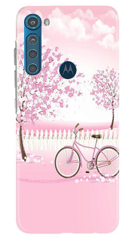 Pink Flowers Cycle Case for Moto One Fusion Plus(Design - 102)