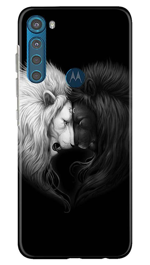 Dark White Lion Case for Moto One Fusion Plus  (Design - 140)