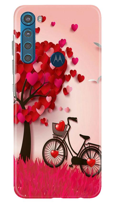 Red Heart Cycle Case for Moto One Fusion Plus (Design No. 222)