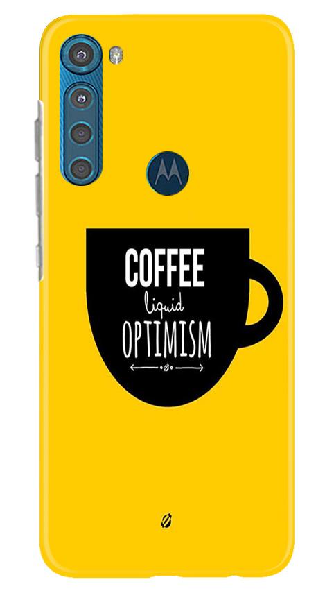Coffee Optimism Mobile Back Case for Moto One Fusion Plus (Design - 353)