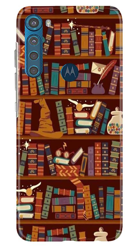 Book Shelf Mobile Back Case for Moto One Fusion Plus (Design - 390)
