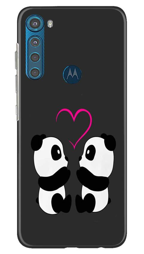 Panda Love Mobile Back Case for Moto One Fusion Plus (Design - 398)