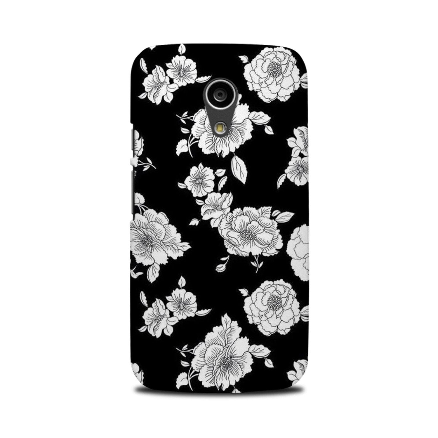 White flowers Black Background Case for Moto G2