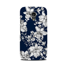 White flowers Blue Background Case for Moto G2