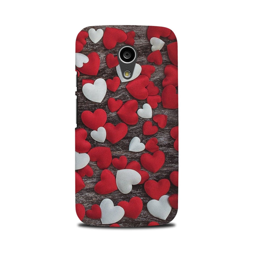 Red White Hearts Case for Moto G2  (Design - 105)