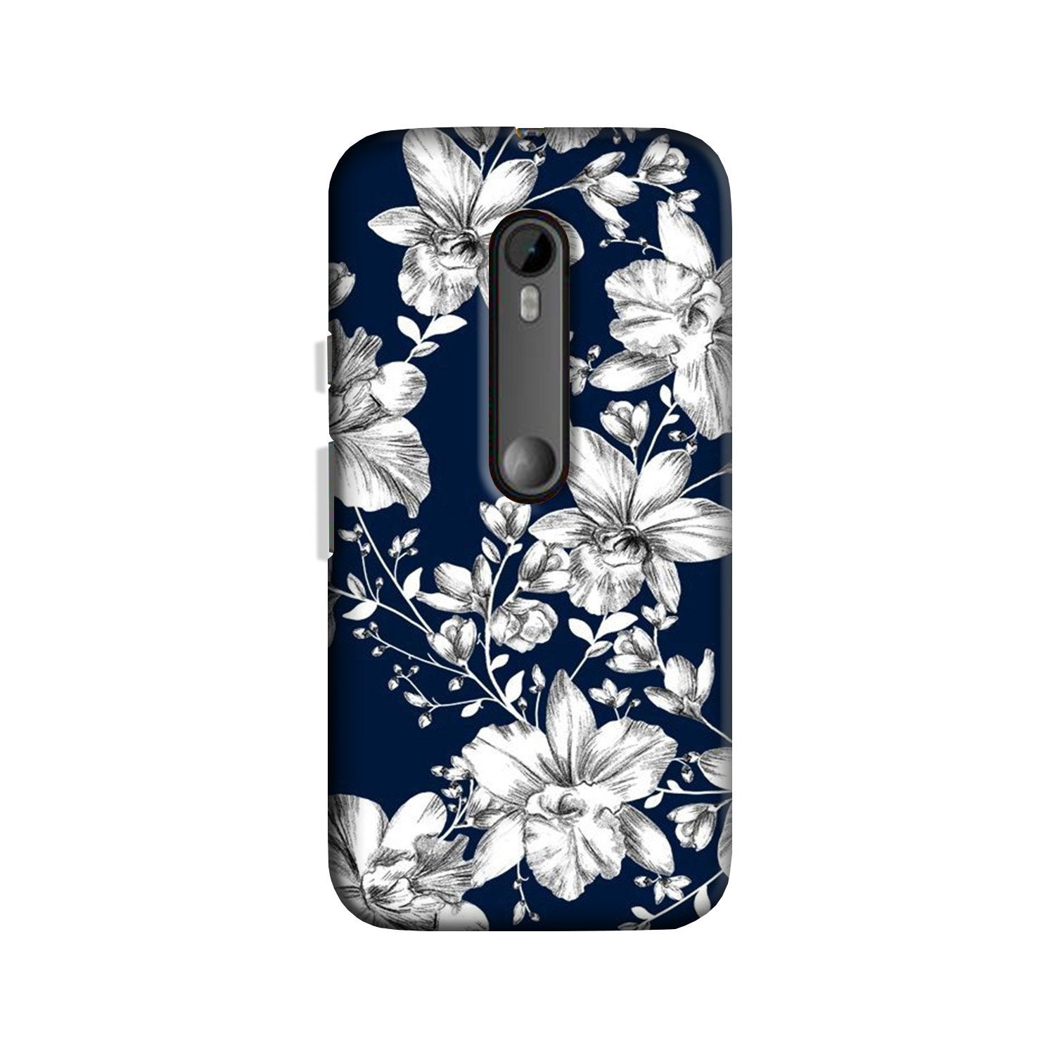White flowers Blue Background Case for Moto X Force