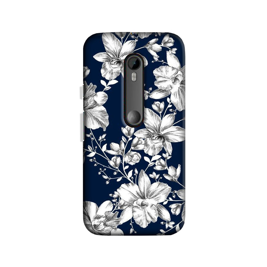 White flowers Blue Background Case for Moto X Style